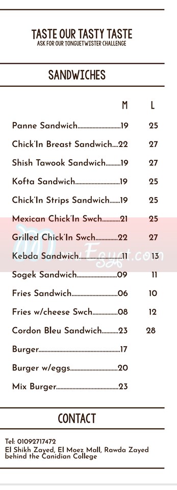Chickin Restaurant menu Egypt